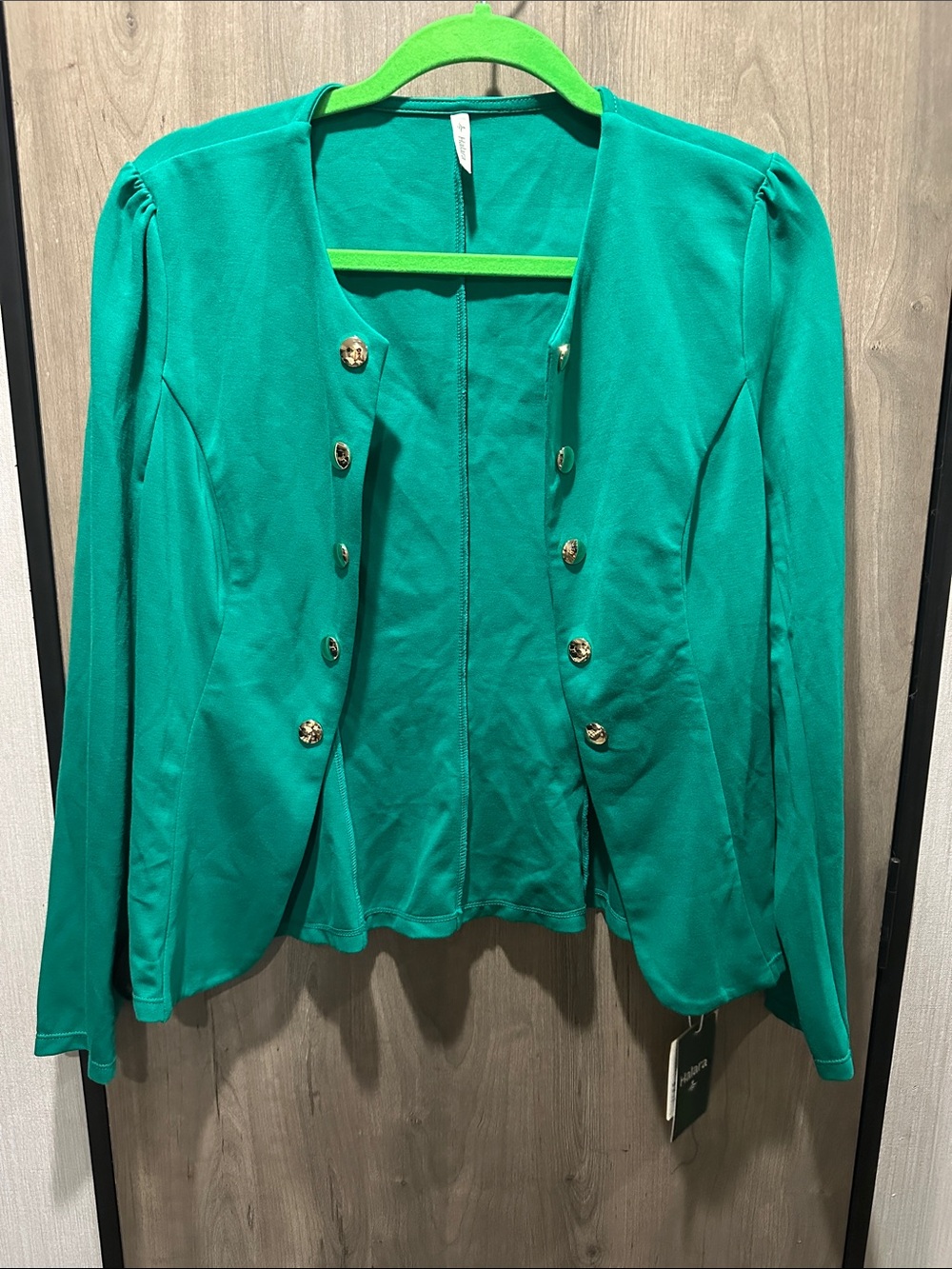 Halara Emerald Green Gold Button Blazer Size M NWT